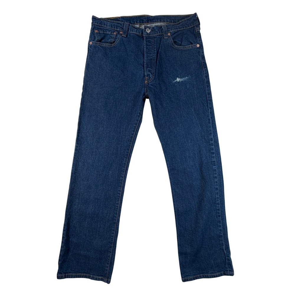 Levis 501 Original Fit Mens 34x30 Dark Wash Blue Straight Leg Button Fly Jeans